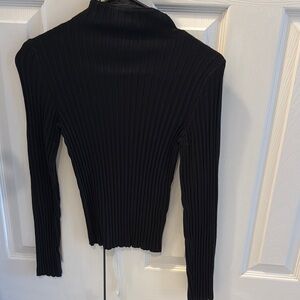 Bershka Chic Black Ribbed Turtleneck Sweater